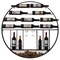 Vintage Black Metal Round Wall Mounted Wine Rack 39.5 Inches With Cork Holder